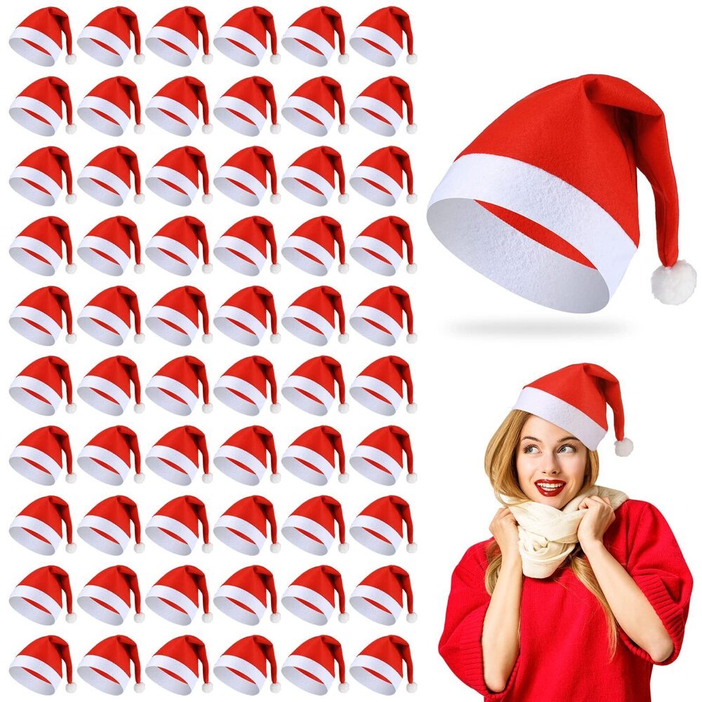 5203 100 Pieces Santa Hats Bulk Christmas Santa Hat Colleague Gifts